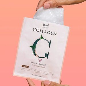 🌈4/$20 NEW Rael Beauty Collagen Plump + Smooth Facial Sheet Mask x1 Sheet 25mL
